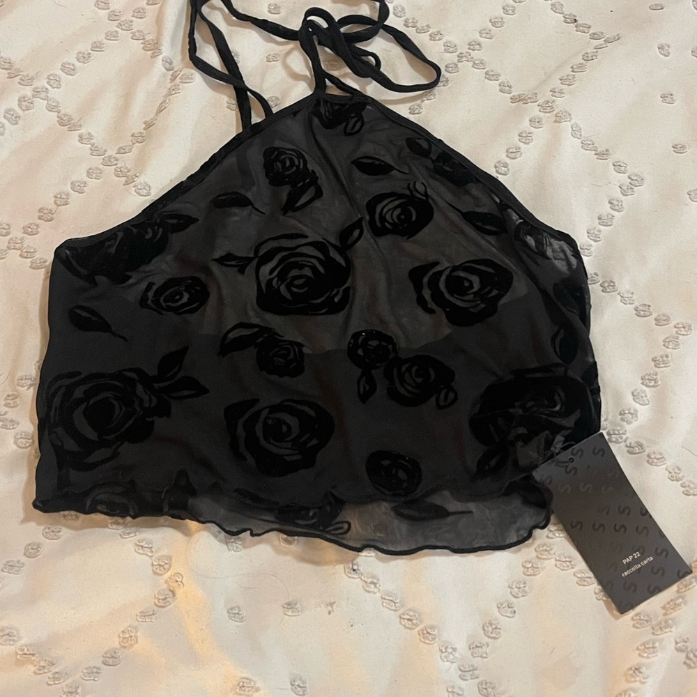 SHEIN SXY Black see through Halter Top